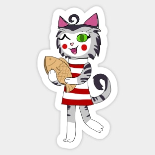 Chibi Cat w/ Taiyaki cake 1 Sticker